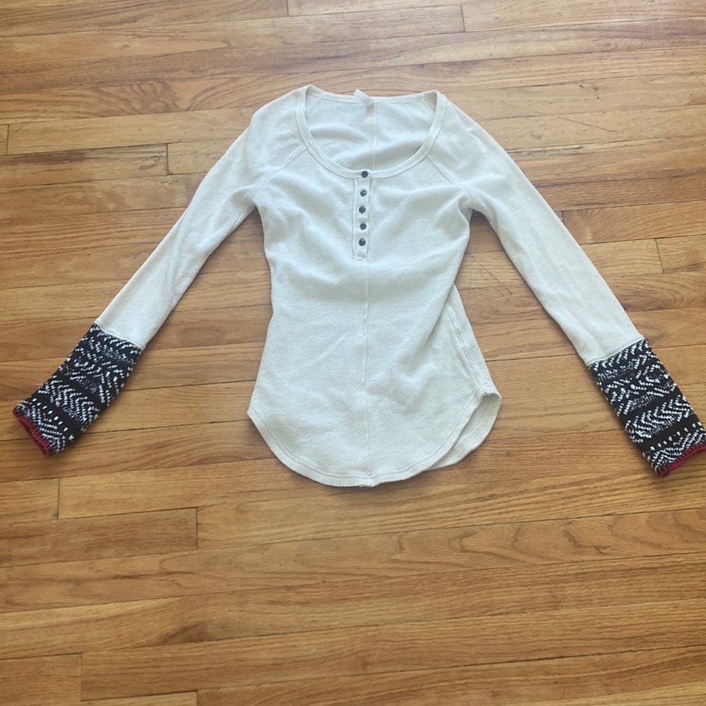 Free People Waffle Knit Thermal With Detailed Cuffs